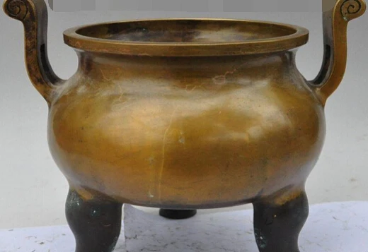 

0 11" marked old chinese tibet buddhism temple bronze statue Incense Burner Censer