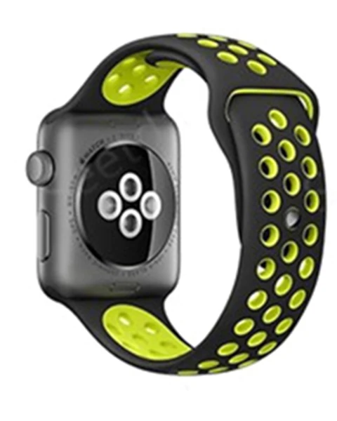 Для Apple Watch, версии 3, 2, 1 ремешок спортивный браслет силиконовый ремешок 42 мм, 38 мм, браслет из нержавеющей стали Смарт-часы напульсник Для мужчин Для женщин ремень резиновый наручных часов iWatch, ремешок - Цвет ремешка: Black Yellow