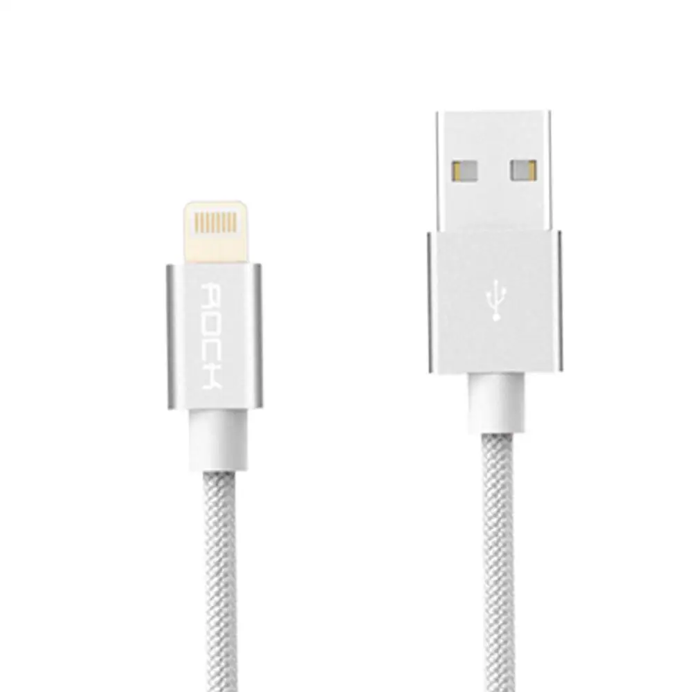 ROCK Metal MFI сертифицированный кабель Lightning-USB для iPhone 5 SE 6 6s 7 plus iPad нейлоновая оплетка волоконный кабель для быстрой зарядки iPhone - Цвет: white