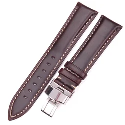 Vintage Smooth Black & Dark Brown Watch Band with Silver Polished Clasp, Women's Bracelet Strap, Multiple Widths Available - 22mm (Dark brown)
