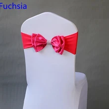 Фуксия Цвет атлас бант на стул Подвязка из спандекса для стула галстук бабочка лайкра подходят для всех стульев свадебный банкет отель украшение Вечерние