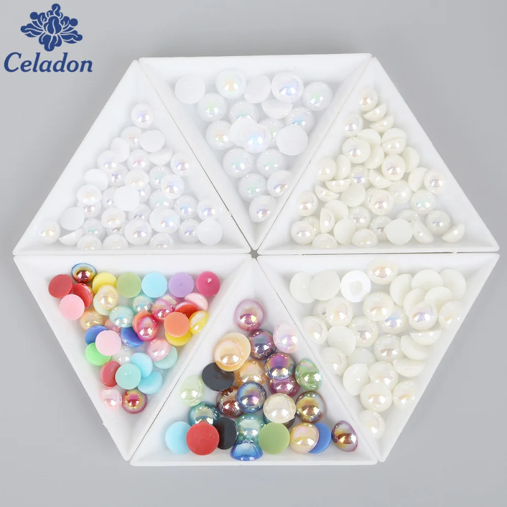 

Multi Color/sizes AB Color Plastic ABS Imitation Pearl Half Round Flatback Beads For Scrapbook DIY Jewelry Handmade Craft Making