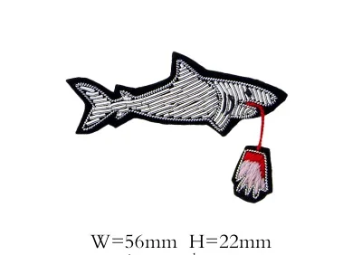 DIY Новые высококачественные 3D вышитые вручную значки морские животные/акула/рыба/Омар повязка аппликация для пальто брюки сумка брошь - Цвет: shark