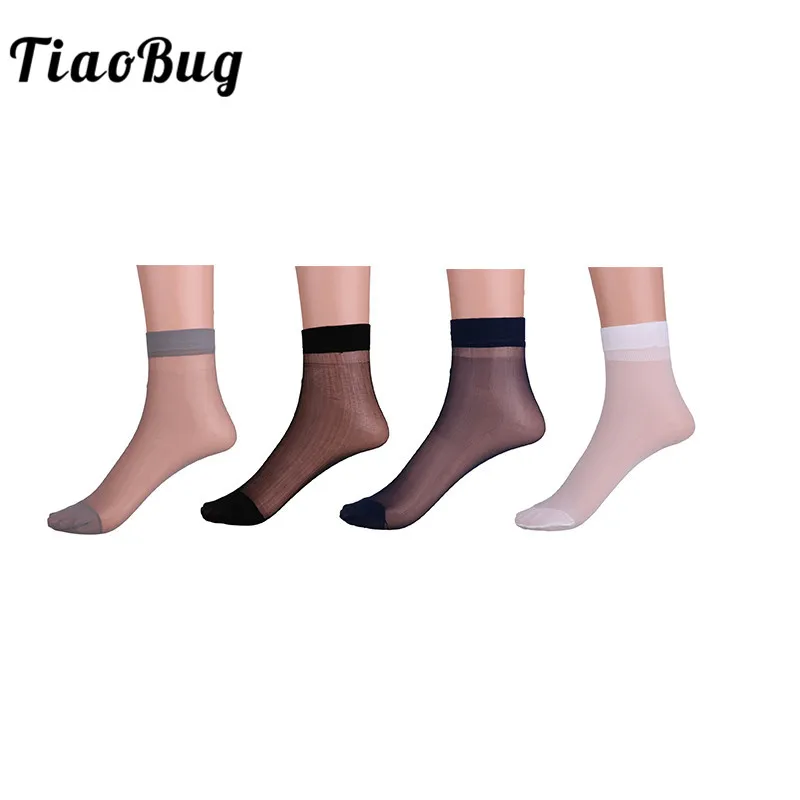TiaoBug 3 пары для мужчин тонкие носки шелк See Through Sheer по лодыжку длина эластичные чулки Мужской летом прохладно Sheer повседневное