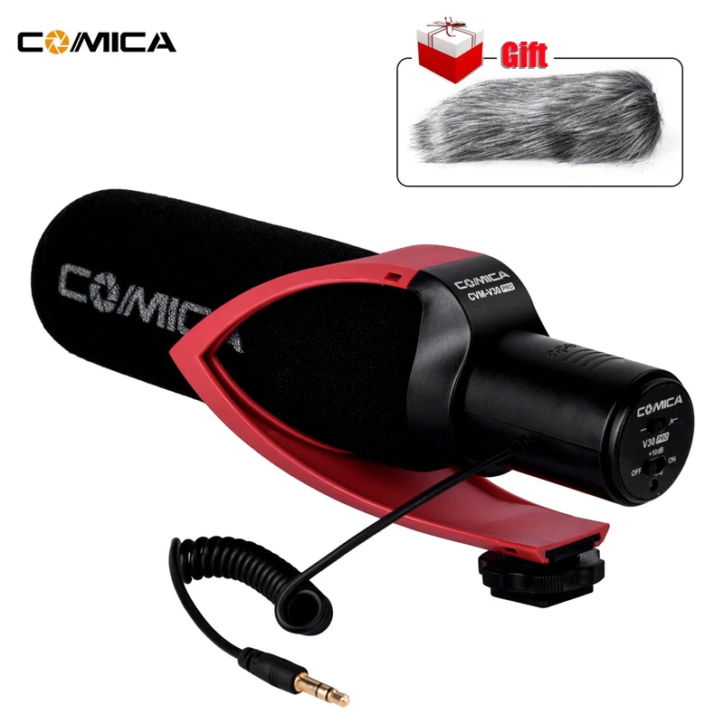 Видеомикрофон Comica CVM V30 PRO для цифровой зеркальной камеры Canon Nikon Sony с ветровым