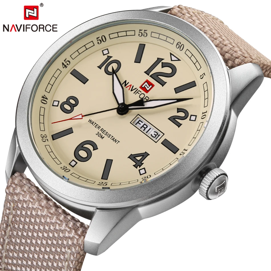 

Men Quartz Watch NAVIFORCE Brand Fashion Sport Calender Watches Nylon Strap Wristwatch 2018 Gift Watch With Box 30M Waterproof