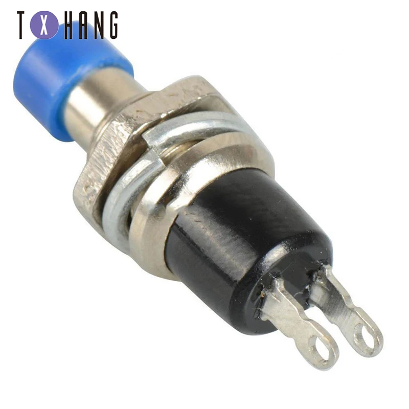 5PCS PBS-110 ON OFF Push button Red Black Blue green yellow Mini Lockless Momentary Switch Black Blue Red green yellow