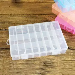 24 слотов прозрачный/розовый/Пластик пустой съемная коробка для хранения Nail Art Инструменты из горного хрусталя бусины Дисплей DIY коробка для