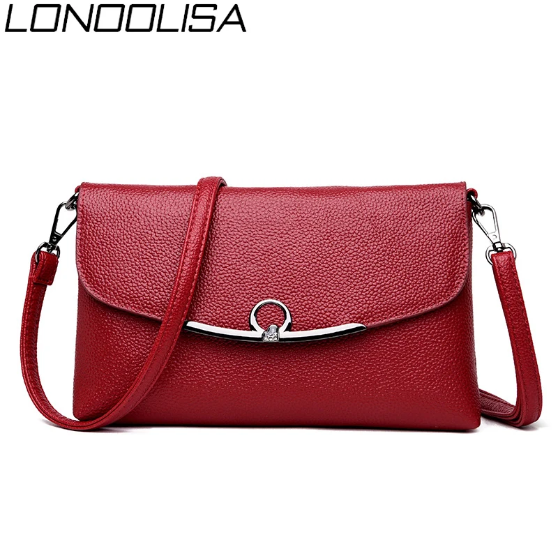 

LONOOLISA New Summer Style Sac A Main Genuine Leather Luxury Handbags Women Bags Designer Shoulder Crossbody Bags For Women 2019