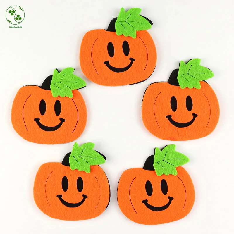 

5PCS Felt Christmas Pumpkin Patches Die Cut Cushaw Appliques for DIY Sewing Craft Cute Fabric Cloth Patch