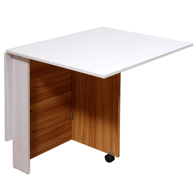 Mesa de Comedor Plegable en 3 Formas con Estantes para Cocina Salón  169x60x75cm