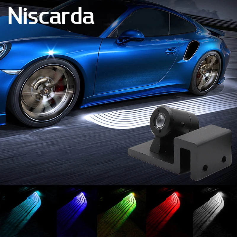 Niscarda, 2 шт., RGB, ангельские крылья, светодиодный, автомобильный, добро пожаловать, светильник, для двери, вежливость, проектор, призрак, тень, декоративная лампа, белый, красный, синий, зеленый