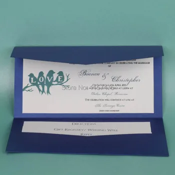 

Free Shipping!!! HI5008 - Royal Navy Blue Pocket Fold Invitation Cards