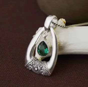 

Thai silver S925 silver jewelry wholesale handmade antique carved inlay shinv palace pendant pendant hot models