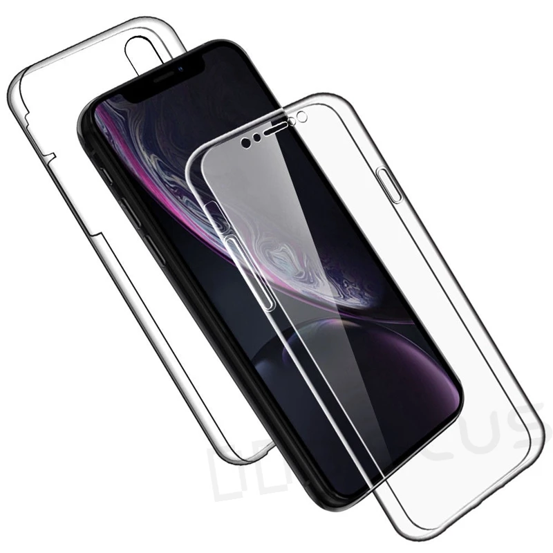 Двойной силиконовый чехол мягкий для iPhone 11 Pro XR X XS Max Передняя Задняя крышка 5 SE 6S 6 8