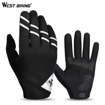 

WEST BIKING Bike Gloves Full Finger Security Tools Work Gloves Anti-skid Reflective Gloves Touch Screen Outdoor Cycling Gloves