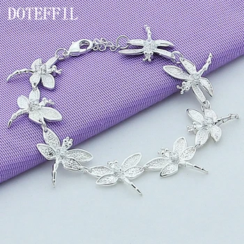 

DOTEFFIL 925 Sterling Silver Full Dragonfly Bracelet For Women Fashion Charm Wedding Engagement Party Jewelry