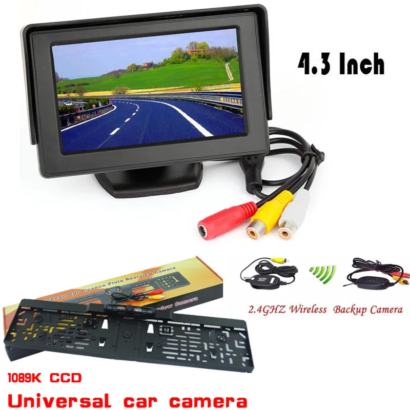 

2017 Auto parking kit 4.3 tft hd mirror monitor CCD Wide angle car rear view backup camera reverse camera ir , Free Shipping
