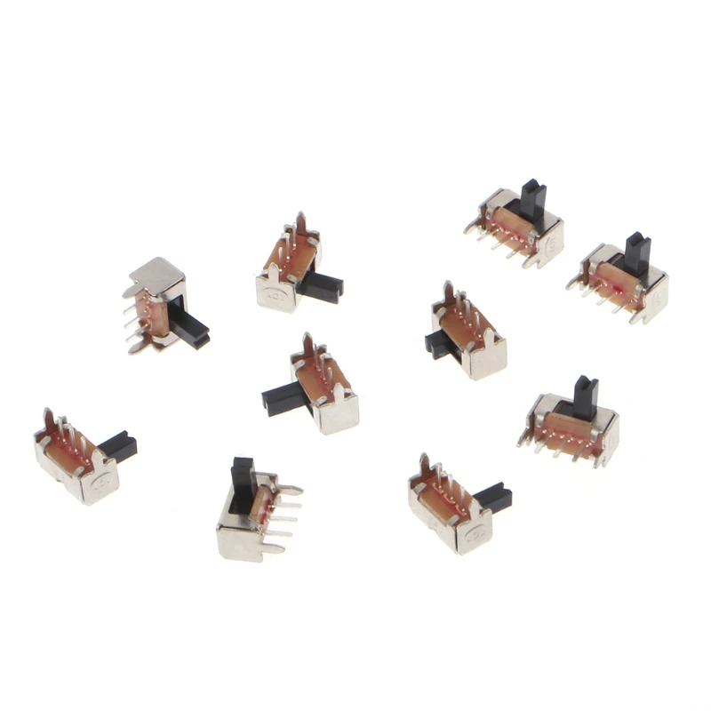 

10 Pcs Toggle Vertical Slide Switch 1P2T 3 Pin 3mm Shank For PCB Mount SK12D07-VG4