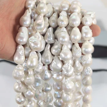 

Luxury White Real Freshwater Pearl Beads 1 Strand 15-25MM Big Baroque Pearl Loose Pearl Beads Strands for Women Necklace LPS0004
