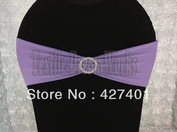 

Hot Sale Purple Spandex Bands / Lycra Band With Round Diamond Buckle With Pin For Wedding & Banquet