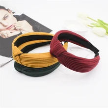 Горячая 7 цветов модный головной убор трикотажная ткань с повязки с узлом полосатая лента для волос аксессуары для волос