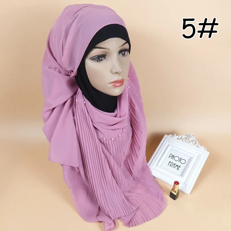 T2 высокое качество лоскутные складки жемчужный пузырь шифон морщин шали Хиджаб драпировка сшивание кашне в мусульманском стиле/шарф 10 шт./партия