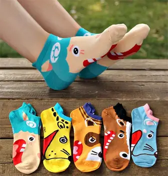 

5 color Women Men Cotton Animal Teeth Lace Patchwork Fashion knit ankle Cute & low beauty kawaii Boat Socks 6pair 1 lot
