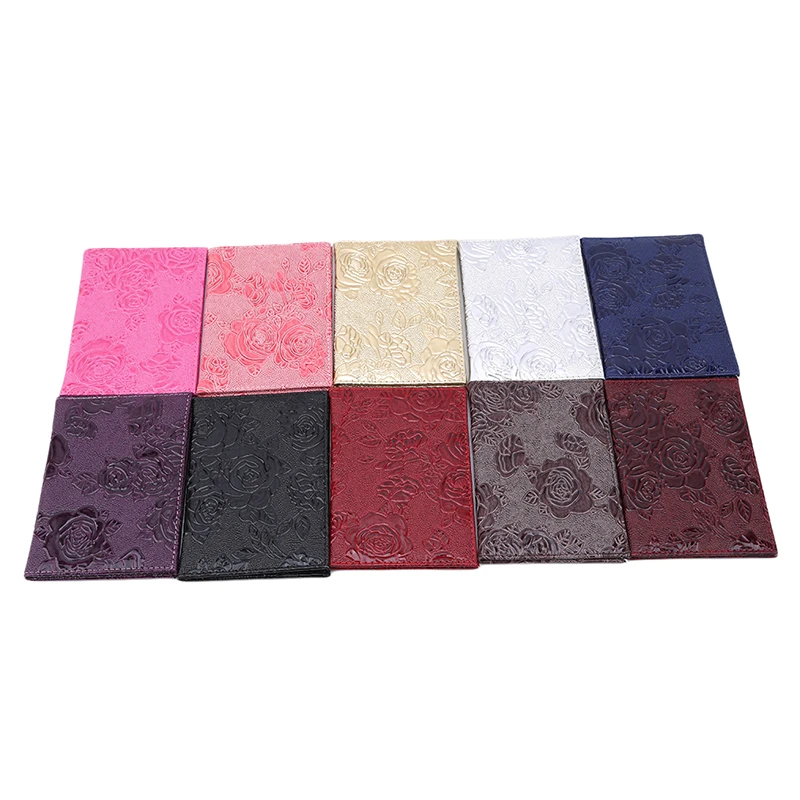 

Three-dimensional Embossed Rose PU Leather Women Travel Passport Holder Embossing Passport Cover Credit Card ID Bag