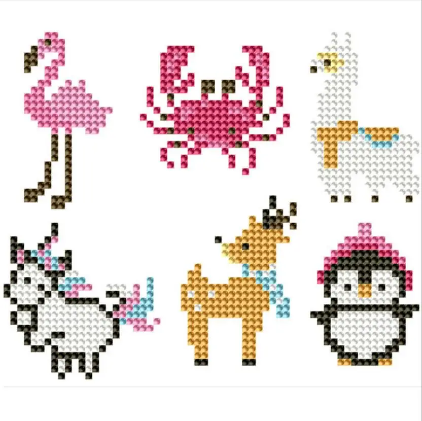 

2019 Mini cartoon series children DIY puzzle diamond painting free sticker mobile phone shell cute decorative figure