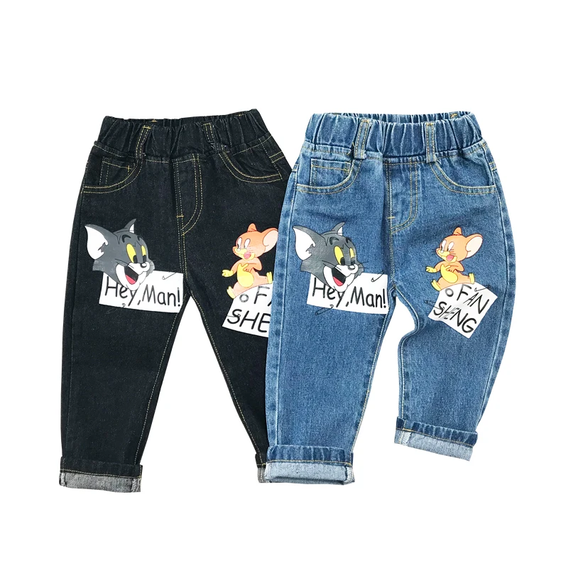 Новинка; осенние детские джинсы; повседневные джинсы для мальчиков; длинные брюки для девочек с эластичной резинкой на талии; pantalones vaqueros ninos