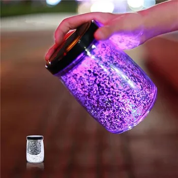 

HZFCEW Solar Energy LED Light Glass Jar Lamp Silver Plating Process Starry Sky Night Light FR086