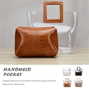 

2020 Korean Style Composite Women Bags Transparent Bags Beach Bags Fashion Women's Summer Shoulder Bags Casual Handbags