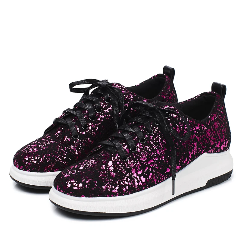 

Women Autumn Vulcanized Sequin cloth Shoes Comfortable Air Cushion Sneakers Casual Shoes Platform Lace-Up Breathable shoes