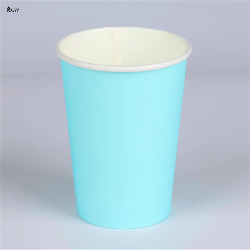 sky blue BXLYY Горячие одноразовые вечерние бумажные стаканчики, 11 цветов, бытовые кофейные стаканчики, кухонные принадлежности, аксессуары для домашнего декора, свадебные декорации. 8 Z - Цвет: sky blue