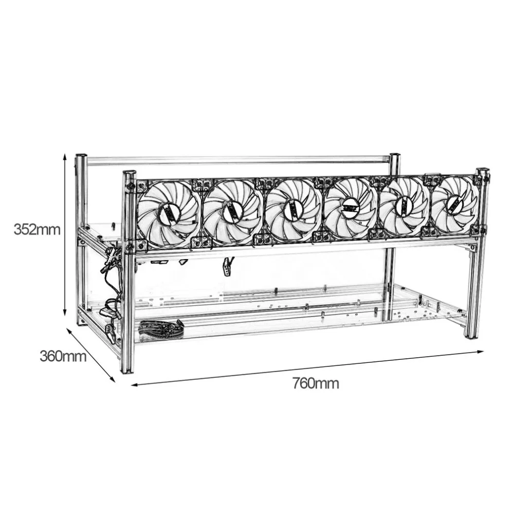 Multifunctional Heat Dissipation GPU Mining Frame Case Stackable Design Aluminum Acrylic Insulation Mining Frame Case
