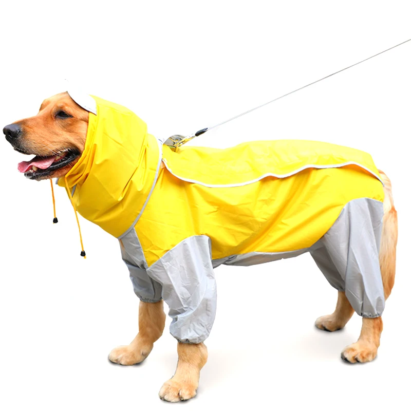 Светоотражающий дождевик для больших собак HEYPET, водонепроницаемый дождевик для маленьких и средних животных, одежда для собак с капюшоном, лабрадор, золотистый ретривер