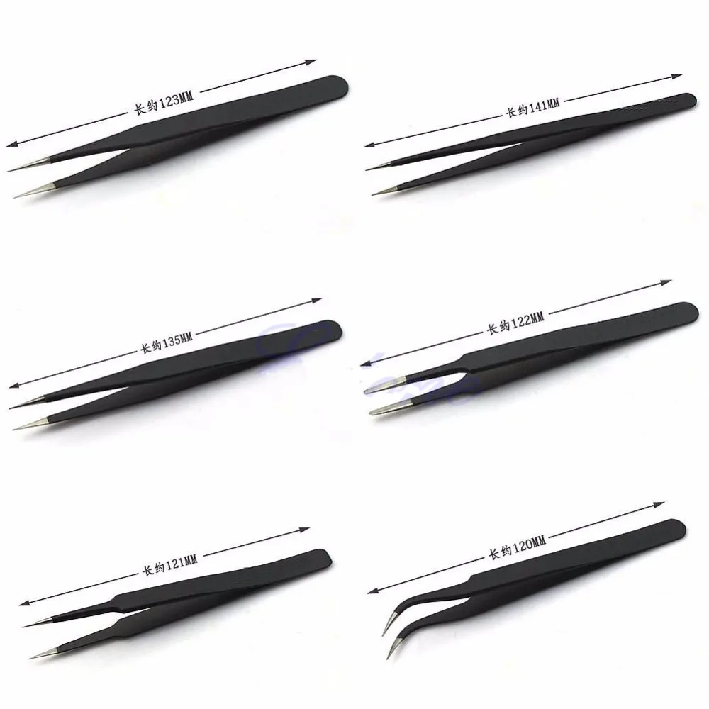 

6 Pcs Resists Corrosion Safe Anti-static Tweezers Maintenance Tools ESD10-15 New Dls HOmeful