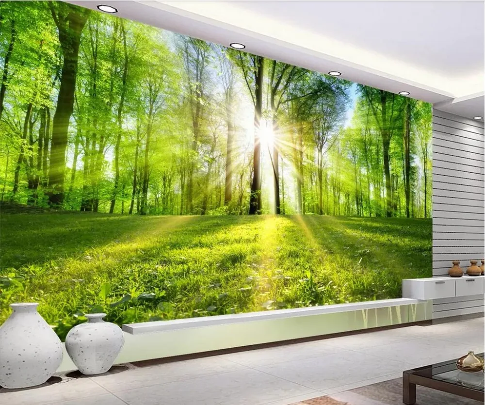 Beibehang заказ обои, солнечный лес, большое дерево, природные пейзажи, гостиная, ТВ фон, украшения дома 3d обои