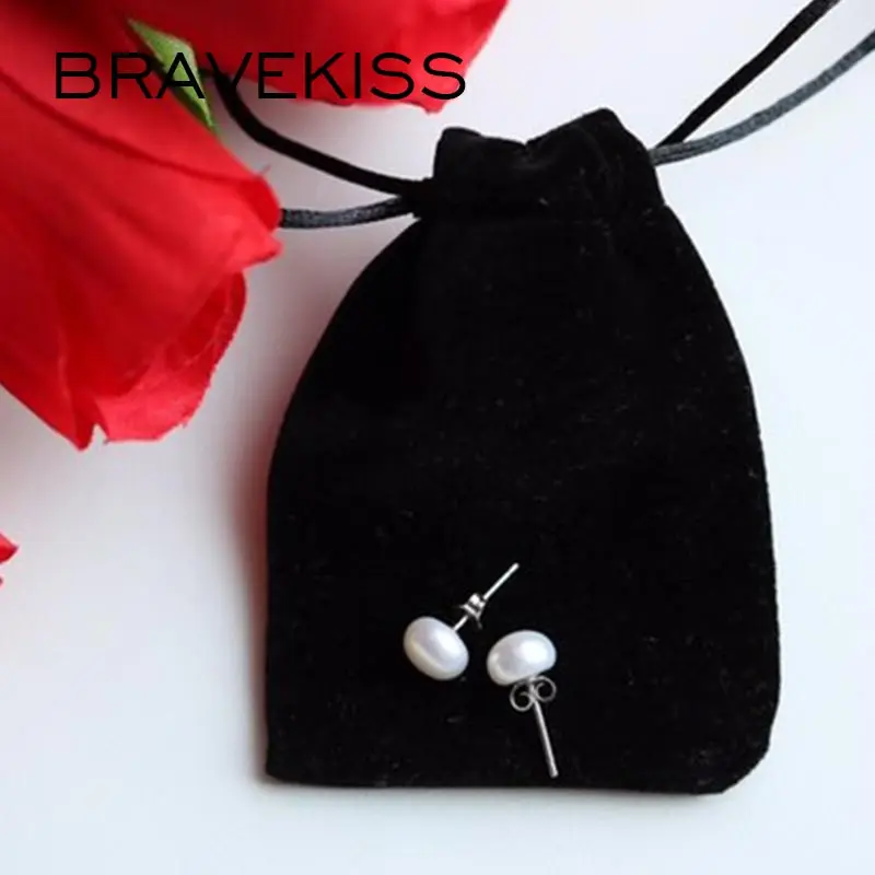 BRAVEKISS серьги из натурального пресноводного жемчуга 925 пробы серебряные серьги-гвоздики для женщин элегантные серьги-гвоздики розовые Простые Ювелирные изделия BAE0003