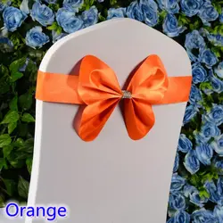 Оранжевый цвет Председатель Sash Свадебные мини-стиль Бабочка галстук-бабочка лайкра Группа стрейч галстук-бабочка лента для стульев