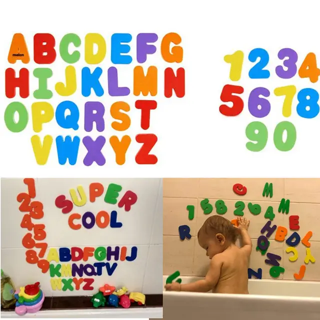 36Pcs/set Alphanumeric Letter Bath Puzzle EVA Kids Baby Bath Toys New Early Educational Kids Bath Funny Suction Up Water Toy 1