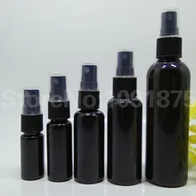 50 шт., 10 мл, 20 мл, 30 мл, 50 мл, 100 мл, черные пластиковые флаконы с распылителем, черный распылитель, духи, косметические контейнеры темного цвета