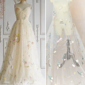 

love embroidery lace fabric Wedding Dress Tulle Skirt Material fabrics for patchwork kumas telas por metros