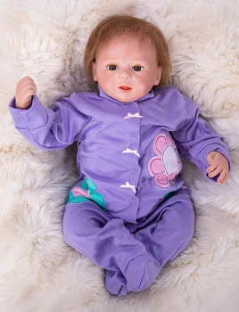 

new 17inch 46cm Bebe Baby Doll Reborn Soft Silicone Boy Girl Toy Reborn Baby Doll Gift for Children Cute Smiling Bady Doll