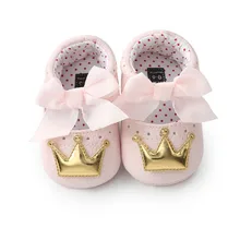 Обувь для малышей; обувь в стиле золотой короны; кроссовки из искусственной кожи с бантом-бабочкой для девочек; обувь для младенцев; обувь с мягкой подошвой; обувь для малышей; CX158C
