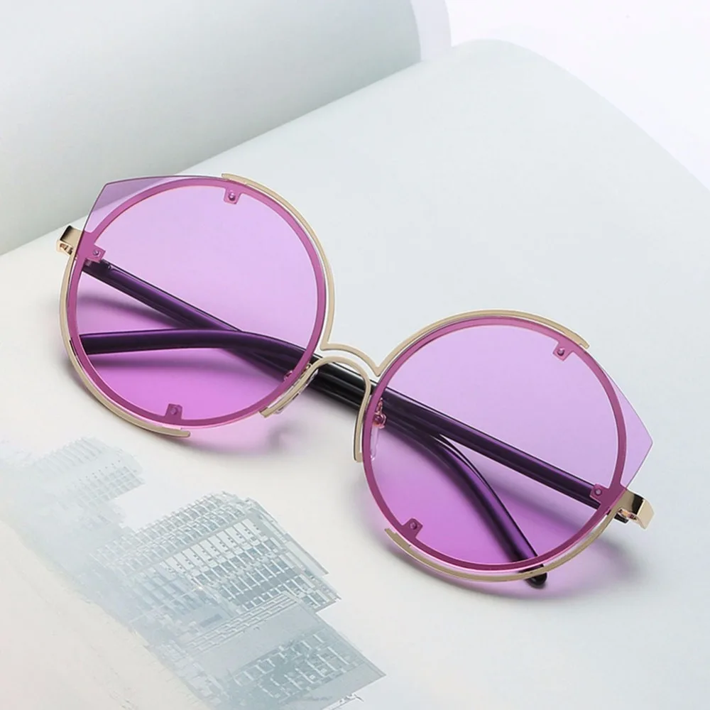 Крупногабаритные овальные Форма Обёрточная бумага Cat Солнцезащитные очки Ретро Для женщин Градиент сплава рамка солнцезащитные очки UV400