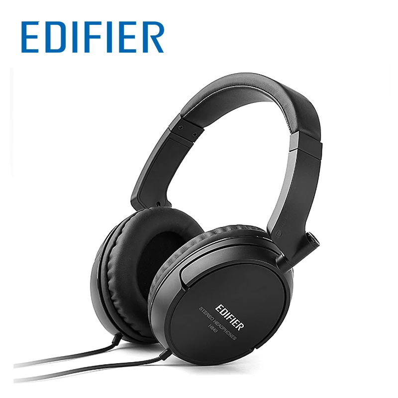 EDIFIER H840 мощные звуковые наушники гарнитура из мягкой пены и кожи HIFI 3 5 мм AUX для