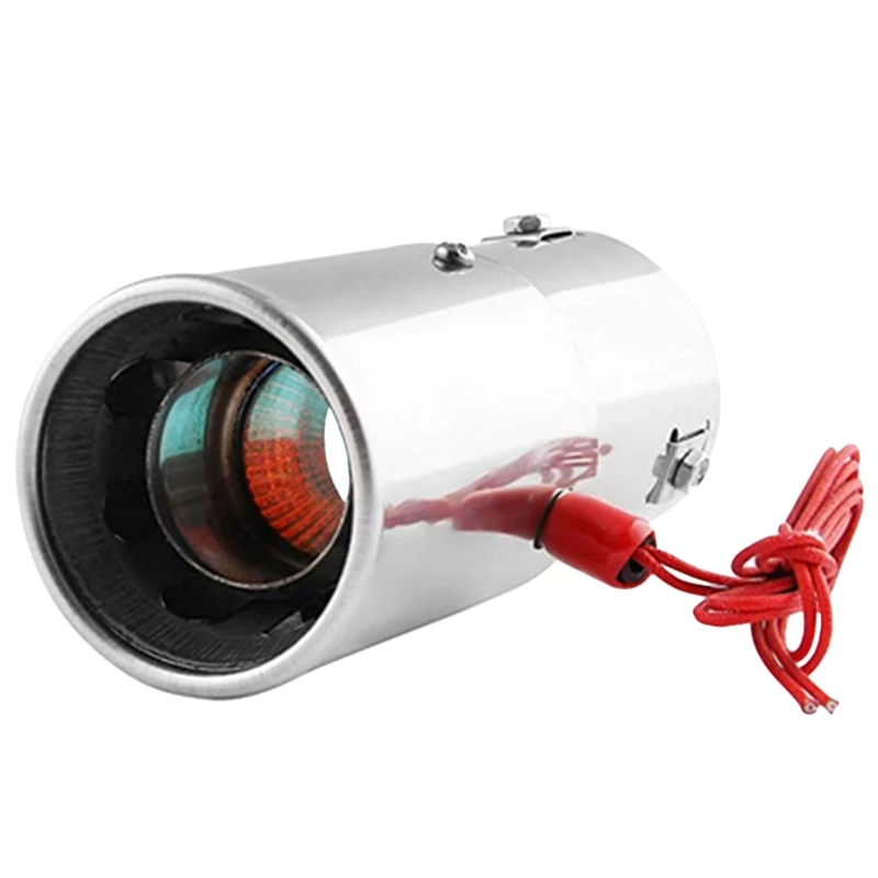 Straight Red Light Flaming Stainless Steel Muffler Tip Spitfire Car Led Exhaust Pipe - Цвет: Straight