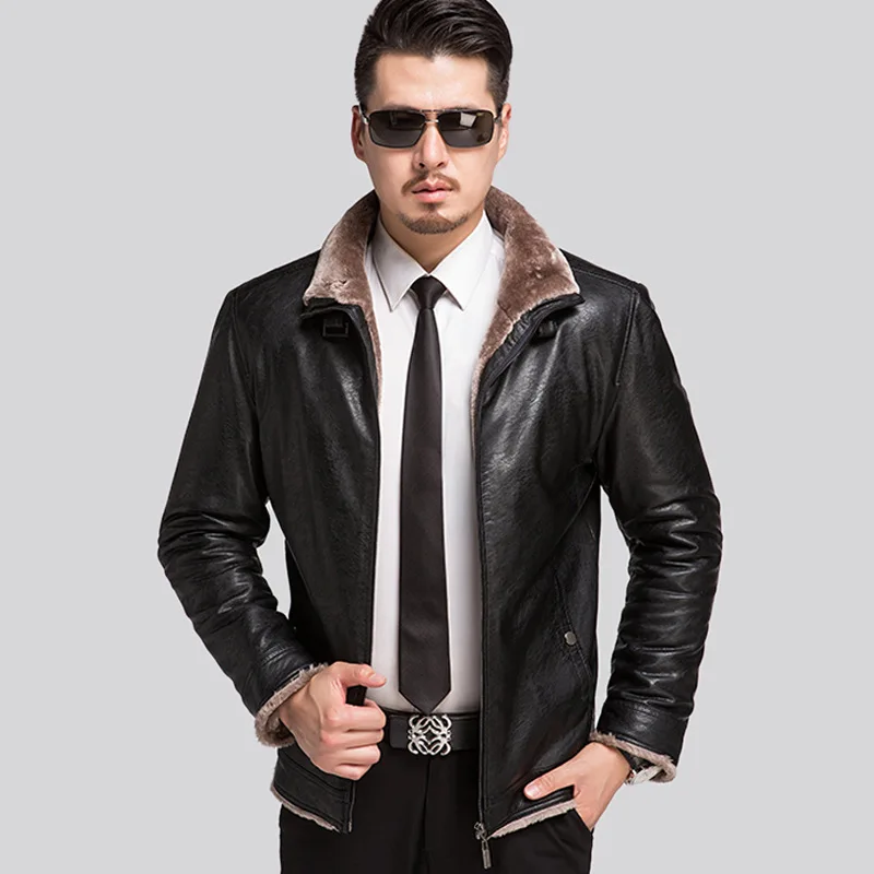 Russian Men Leather Jackets New Arrive Winter Brand Plus Velvet Thick Warm Motorcycle Business